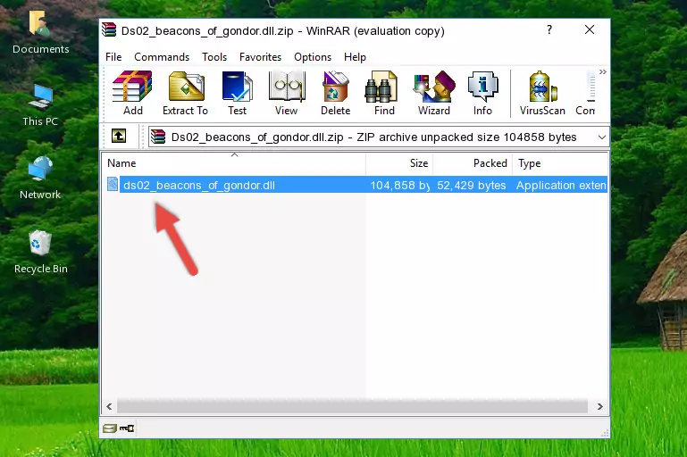 Copying the Ds02_beacons_of_gondor.dll library into the installation directory of the program.