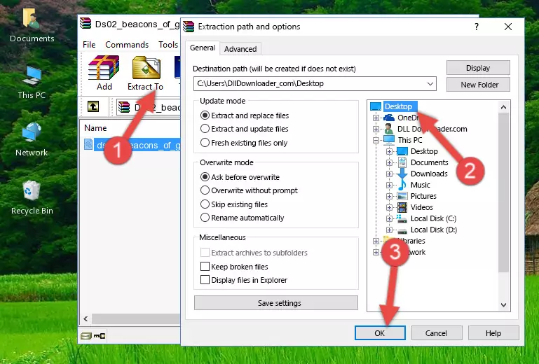Pasting the Ds02_beacons_of_gondor.dll library into the Windows/System32 directory
