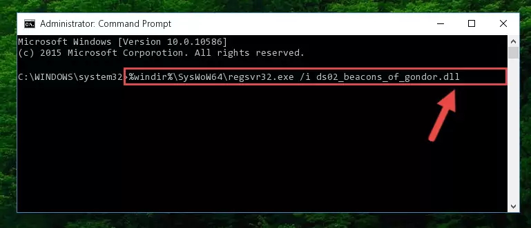 Uninstalling the broken registry of the Ds02_beacons_of_gondor.dll library from the Windows Registry Editor (for 64 Bit)