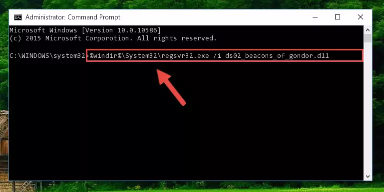 Cleaning the problematic registry of the Ds02_beacons_of_gondor.dll library from the Windows Registry Editor