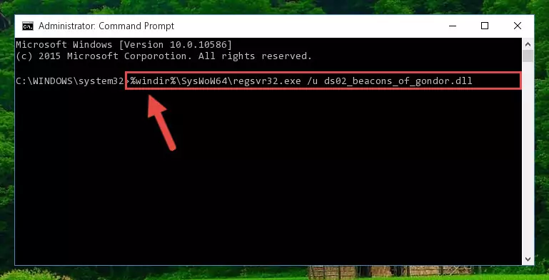 Reregistering the Ds02_beacons_of_gondor.dll library in the system (for 64 Bit)