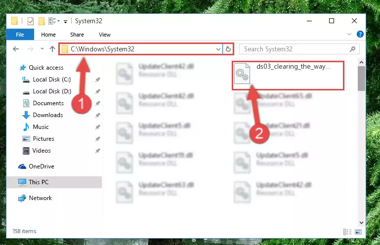 Copying the Ds03_clearing_the_way.dll library into the Windows/System32 directory