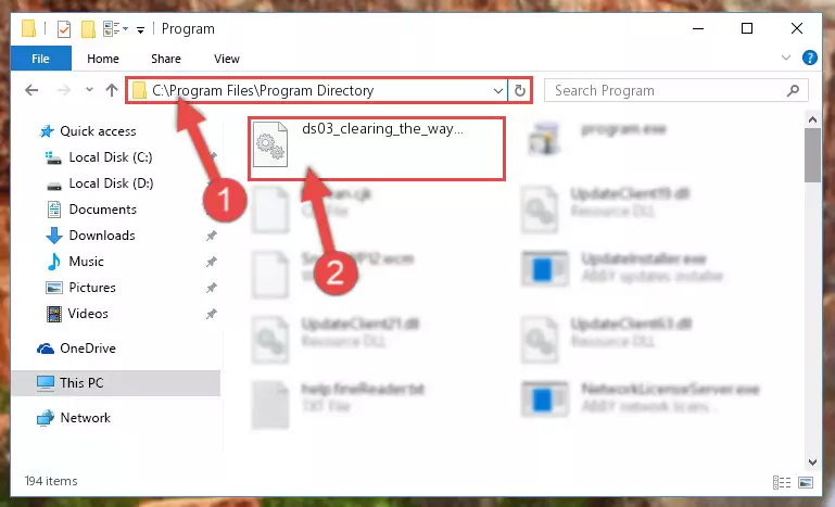 Uninstalling the broken registry of the Ds03_clearing_the_way.dll library from the Windows Registry Editor (for 64 Bit)