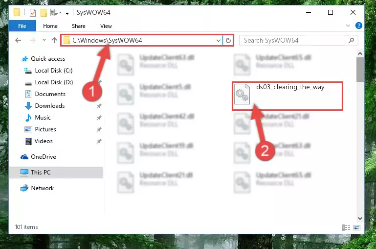 Pasting the Ds03_clearing_the_way.dll library into the Windows/sysWOW64 directory