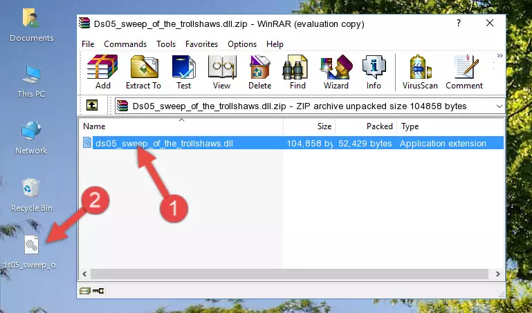 Copying the Ds05_sweep_of_the_trollshaws.dll file into the software's file folder