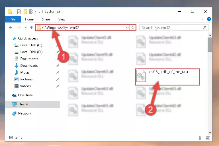Copying the Ds06_birth_of_the_urukhai.dll file to the Windows/sysWOW64 folder