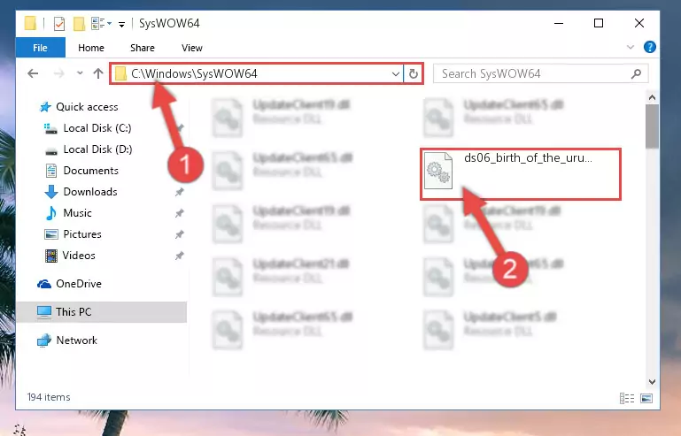 Extracting the Ds06_birth_of_the_urukhai.dll file to the desktop