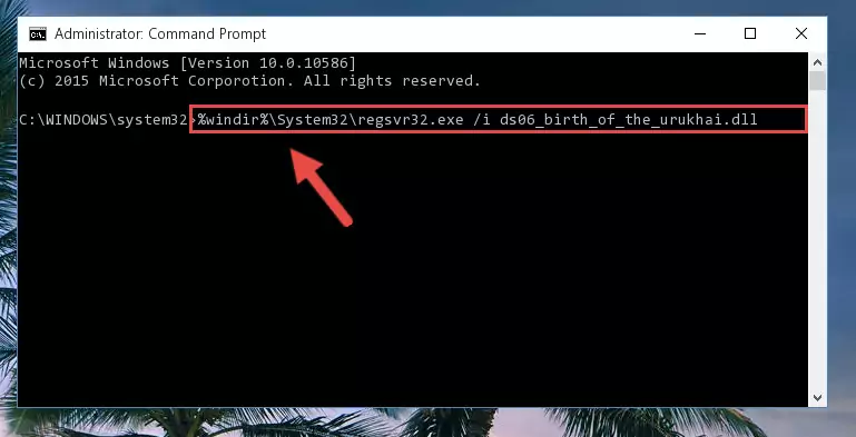 Deleting the damaged registry of the Ds06_birth_of_the_urukhai.dll
