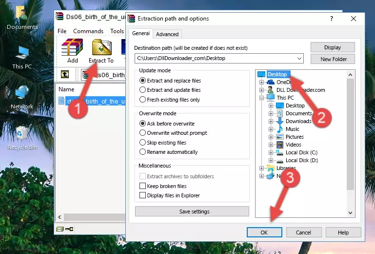 Copying the Ds06_birth_of_the_urukhai.dll file into the Windows/System32 folder