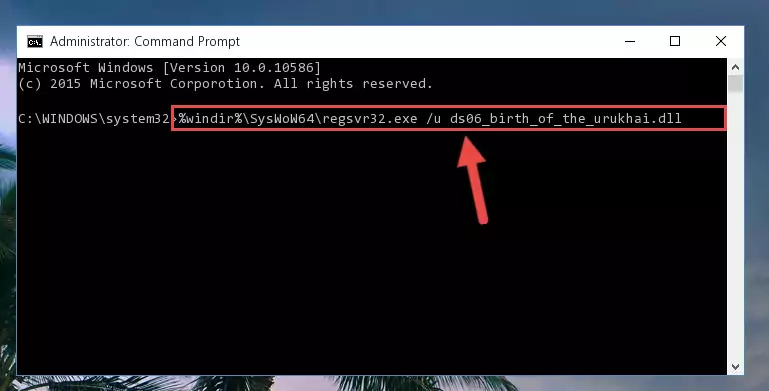 Reregistering the Ds06_birth_of_the_urukhai.dll file in the system (for 64 Bit)