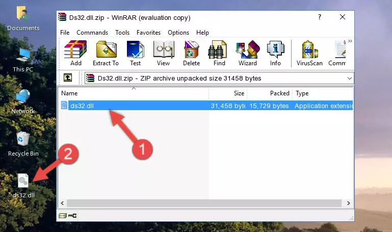 Pasting the Ds32.dll file into the software's file folder