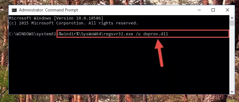 Reregistering the Dsprov.dll library in the system (for 64 Bit)