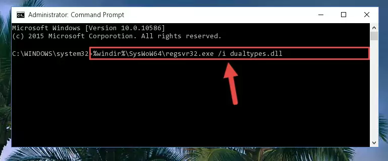 Uninstalling the Dualtypes.dll file from the system registry