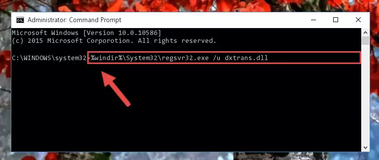 Creating a new registry for the Dxtrans.dll file in the Windows Registry Editor
