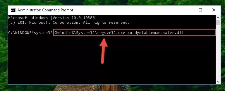 Reregistering the Dyntablemarshaler.dll file in the system