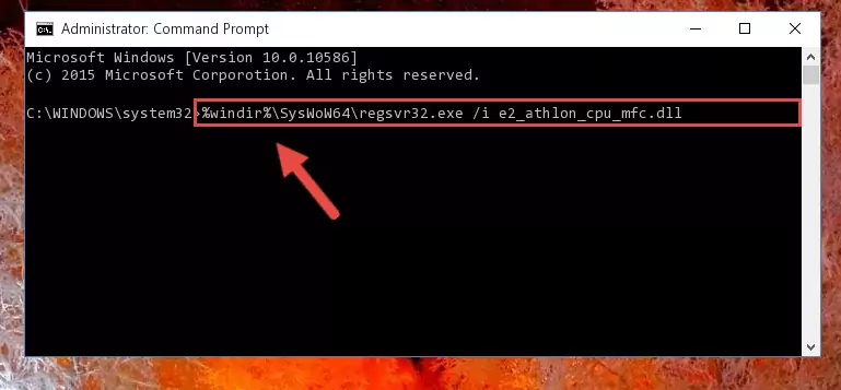 Uninstalling the E2_athlon_cpu_mfc.dll library from the system registry