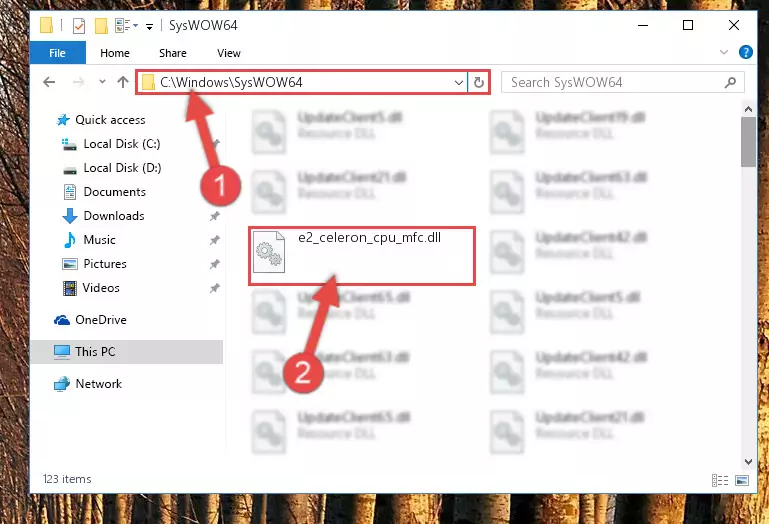 Extracting the E2_celeron_cpu_mfc.dll library to the desktop