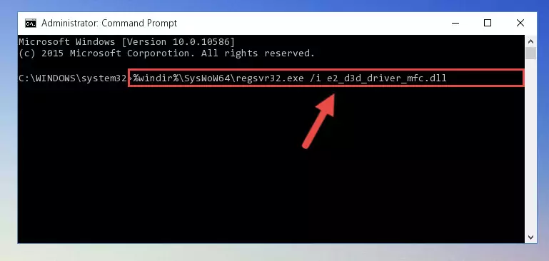Uninstalling the damaged E2_d3d_driver_mfc.dll library's registry from the system (for 64 Bit)