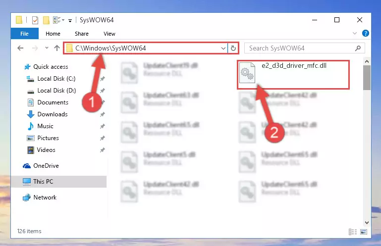Extracting the E2_d3d_driver_mfc.dll library to the desktop
