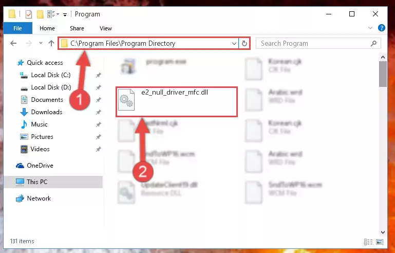 Choosing the E2_null_driver_mfc.dll library