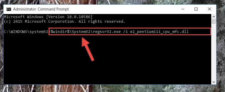 Deleting the E2_pentiumiii_cpu_mfc.dll library's problematic registry in the Windows Registry Editor
