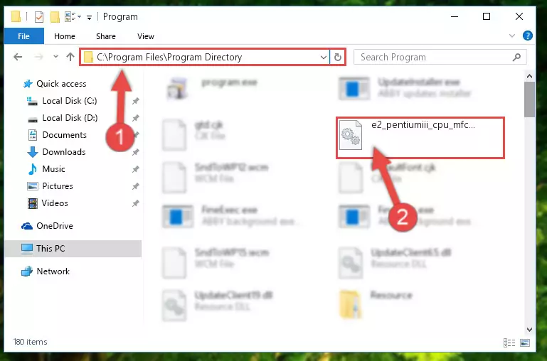 Choosing the E2_pentiumiii_cpu_mfc.dll library