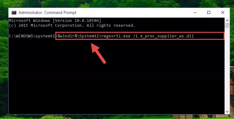Deleting the E_proc_supplier_ws.dll library's problematic registry in the Windows Registry Editor