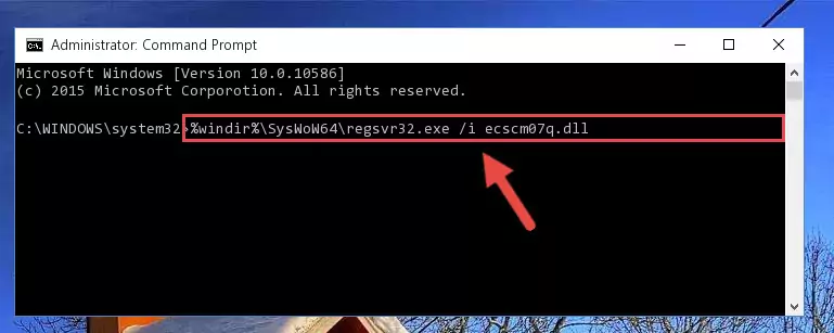 Uninstalling the damaged Ecscm07q.dll file's registry from the system (for 64 Bit)