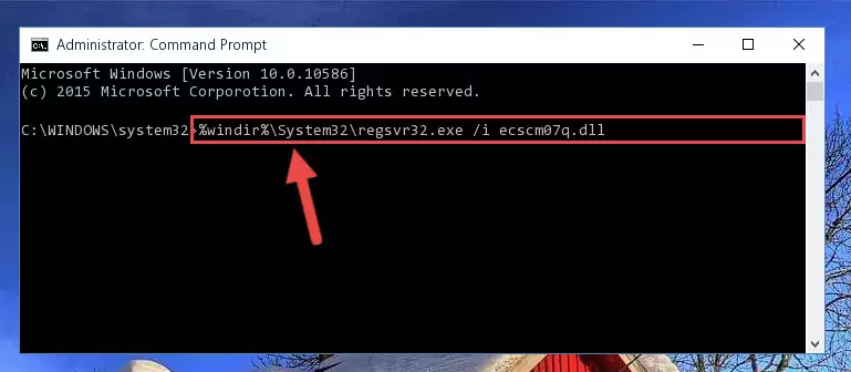 Uninstalling the Ecscm07q.dll file from the system registry