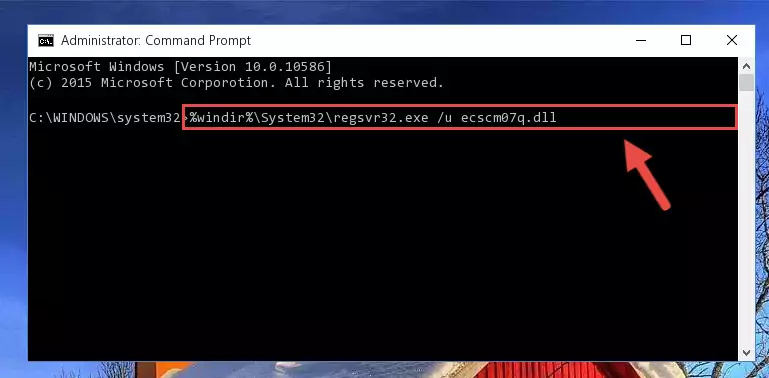 Reregistering the Ecscm07q.dll file in the system