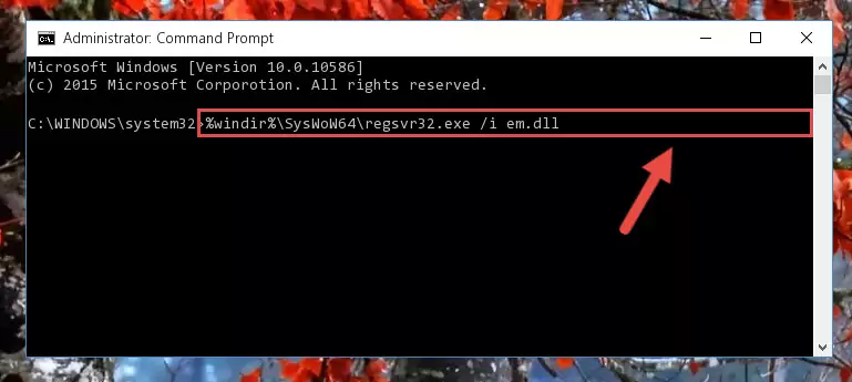 Deleting the Em.dll library's problematic registry in the Windows Registry Editor