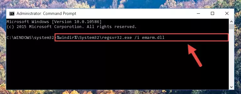 Uninstalling the Emarm.dll file from the system registry