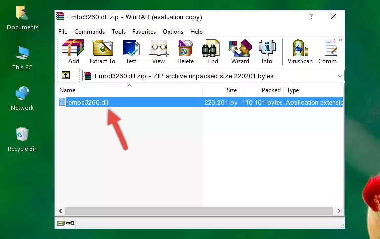 Copying the Embd3260.dll file into the software's file folder