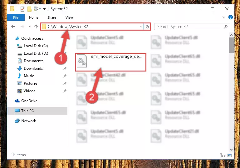 Pasting the Eml_model_coverage_demo_sfun.dll file into the Windows/System32 folder
