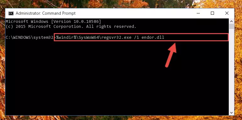 Uninstalling the damaged Endor.dll file's registry from the system (for 64 Bit)