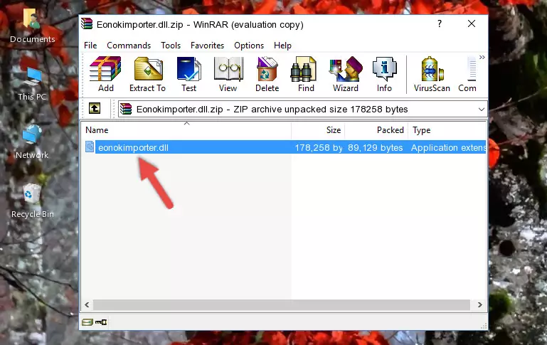 Copying the Eonokimporter.dll file into the file folder of the software.