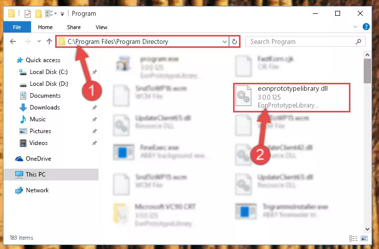 Choosing the Eonprototypelibrary.dll library