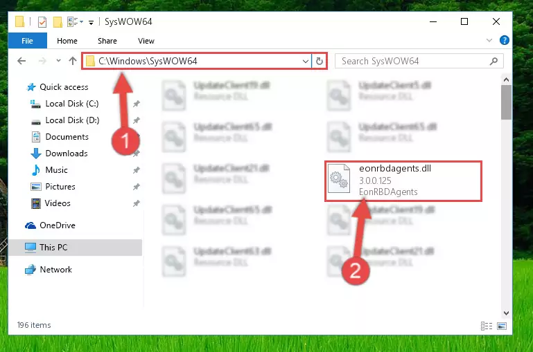 Pasting the Eonrbdagents.dll file into the Windows/sysWOW64 folder
