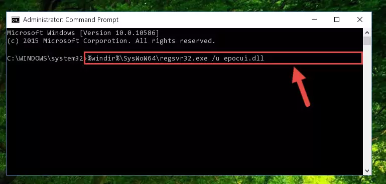 Creating a new registry for the Epocui.dll library in the Windows Registry Editor