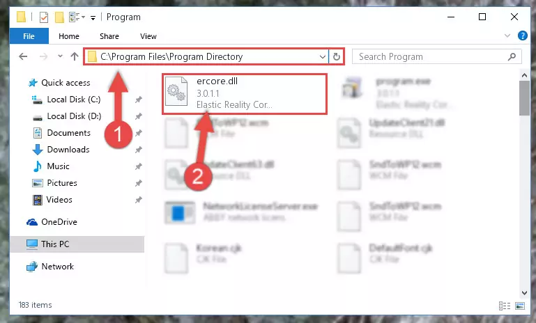 Uninstalling the Ercore.dll library's broken registry from the Registry Editor (for 64 Bit)