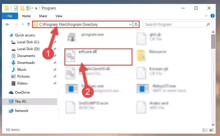 Uninstalling the broken registry of the Erfcore.dll library from the Windows Registry Editor (for 64 Bit)