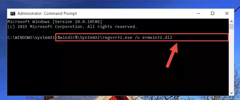 Reregistering the Ermain32.dll file in the system