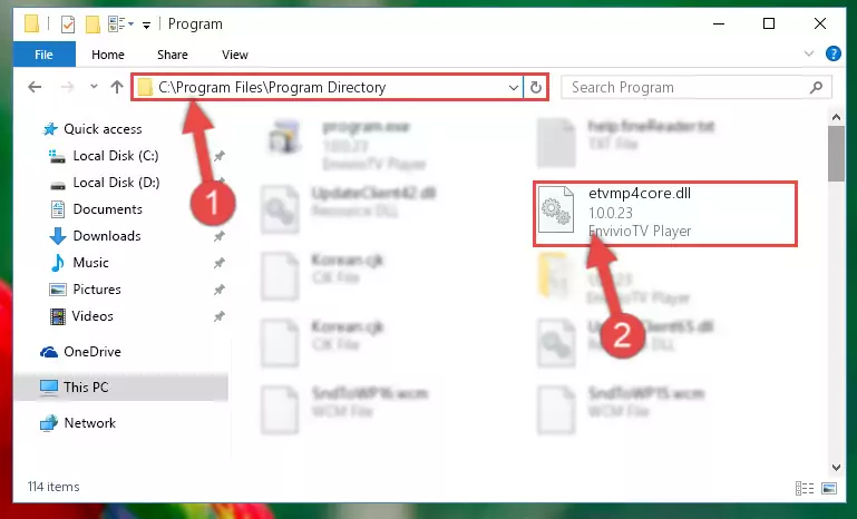 Uninstalling the Etvmp4core.dll library's broken registry from the Registry Editor (for 64 Bit)