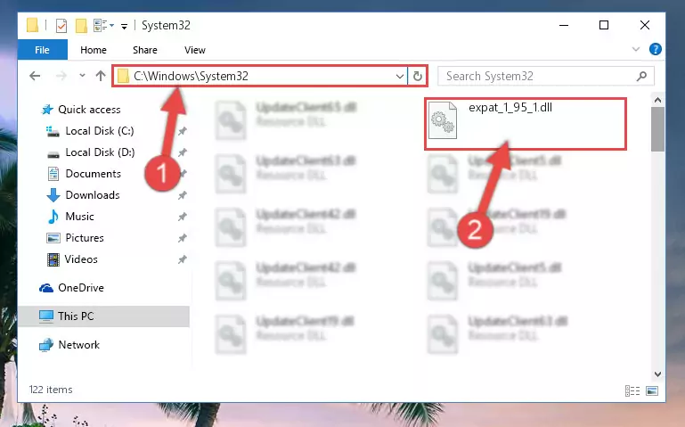 Pasting the Expat_1_95_1.dll library into the Windows/sysWOW64 directory
