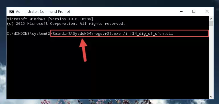 Uninstalling the broken registry of the F14_dig_sf_sfun.dll file from the Windows Registry Editor (for 64 Bit)