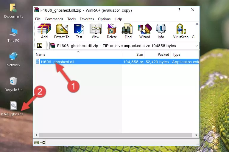 Pasting the F1606_ghoshext.dll file into the software's file folder