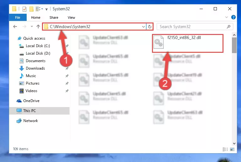 Copying the F2150_int86_32.dll file to the Windows/sysWOW64 folder