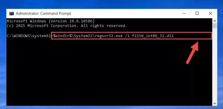 Deleting the F2150_int86_32.dll file's problematic registry in the Windows Registry Editor