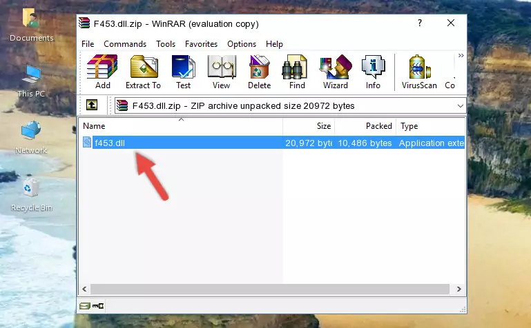 Pasting the F453.dll file into the software's file folder