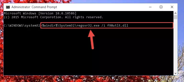 Deleting the F98utlt.dll library's problematic registry in the Windows Registry Editor